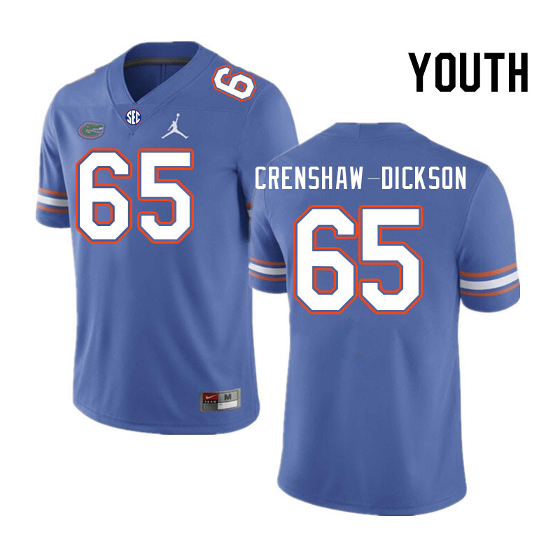 Youth #65 Brandon Crenshaw-Dickson Florida Gators College Football Jerseys Stitched-Royal